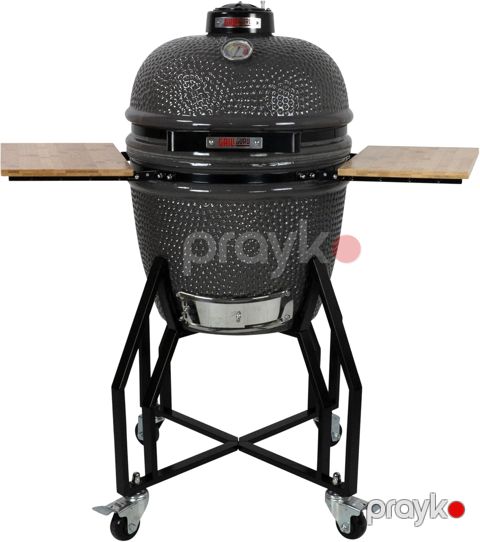 Qril Grill Guru keramik, orta ölçü, 40 sm diametr, metal altlıq, bambuk qatlanan yan polkalar - GGO222 — Bakı