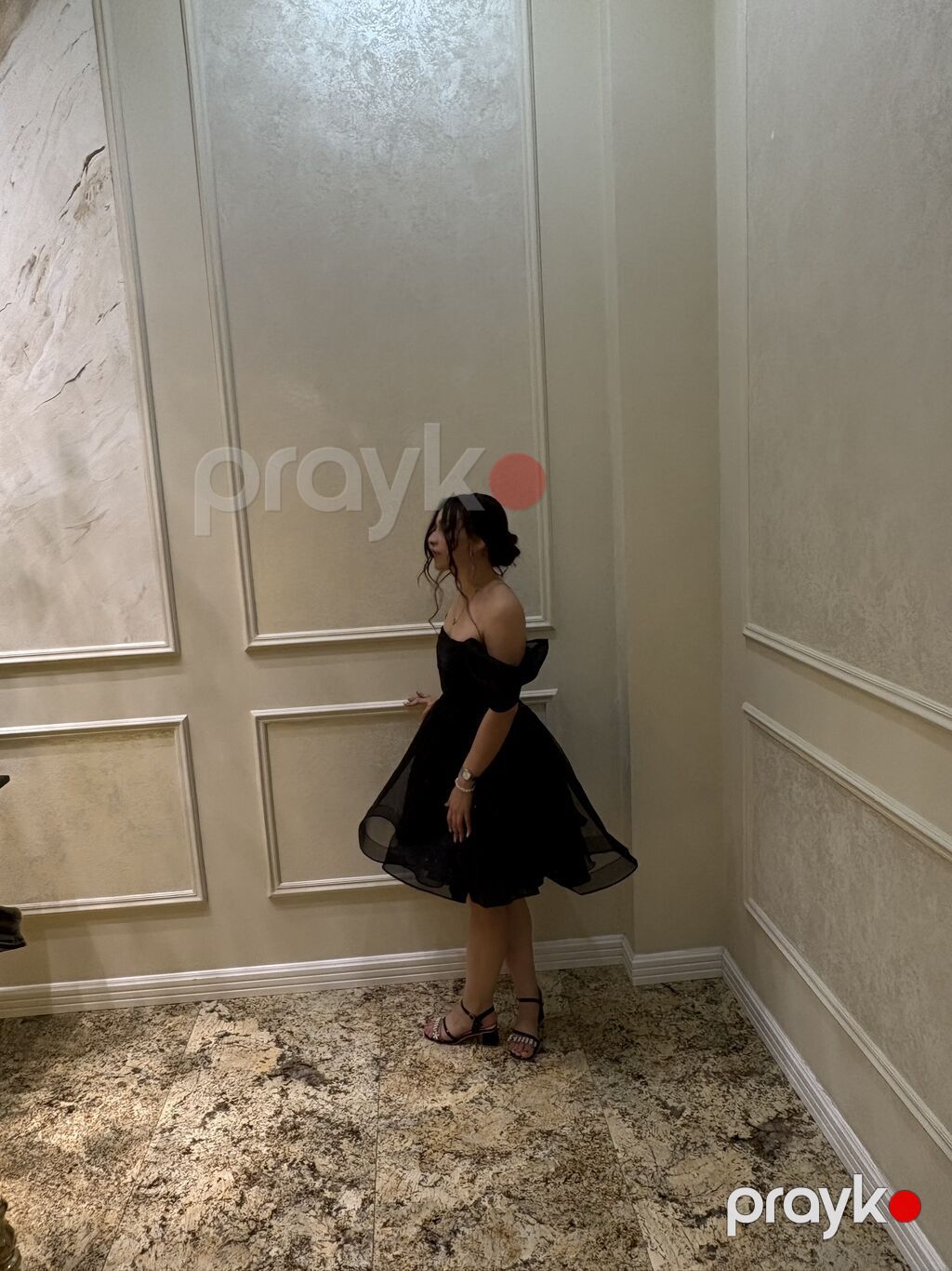 Qara kokteyl paltarı - Rəng: klassik qara - Model: off-shoulder — Axşam paltarları, Digah (3)