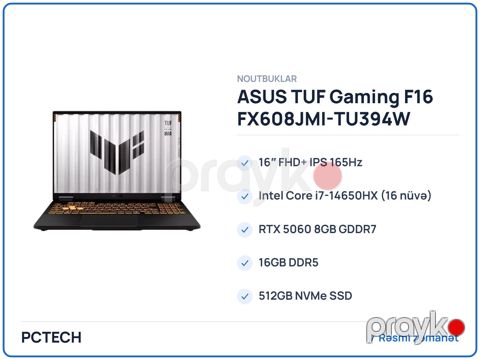 ASUS tuf Gaming F16 FX608JMI-TU394W 90NR0NB1-M00S30 — Bakı