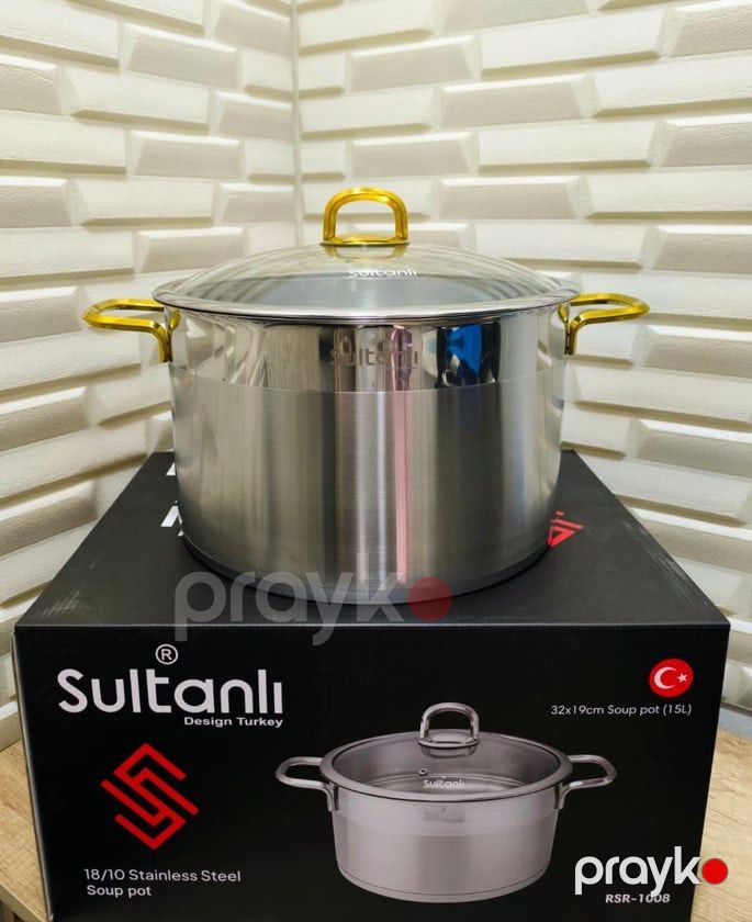 Qazan Sultanlı, paslanmayan polad, yapışmayan, 32 sm, 15 l — Mallar, Bakı (2)