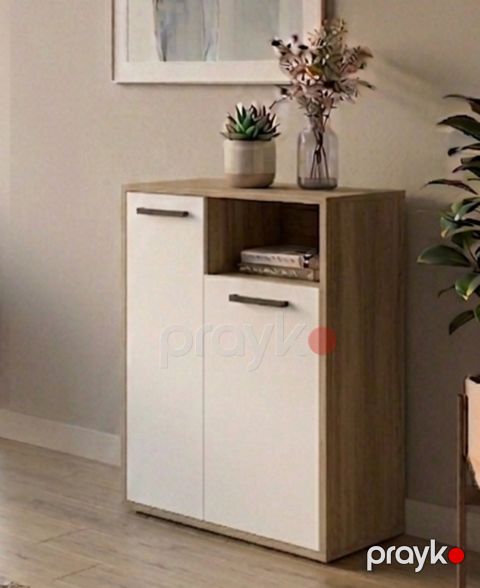 Tumba MB12, laminat, rəng Sonoma/ağ, 90x65x35 sm — Bakı