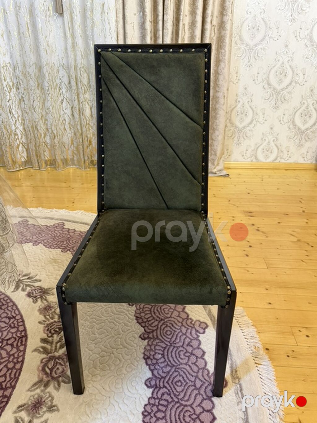 Oval formal masa və 4 stul dəsti - Dizayn: Oval formalı, tünd ağac — Masalar və stullar, Digah (9)
