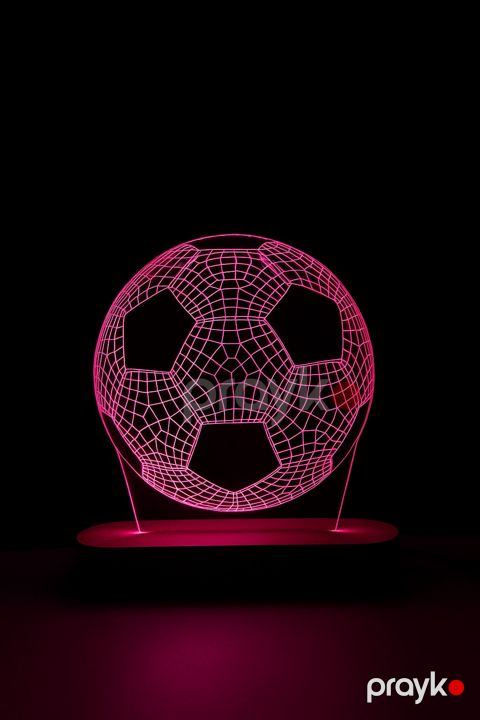 Yerüstü və masaüstü çıraqlar 3D Akril Lampa, çəhrayı, 15x20 sm, futbol topu - lightdekor420 — Bakı