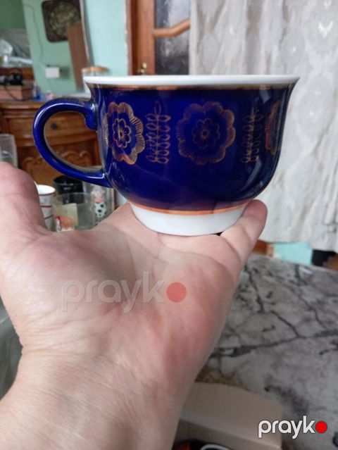Çay dəsti, rəng - Göy, Farfor, Çexiya