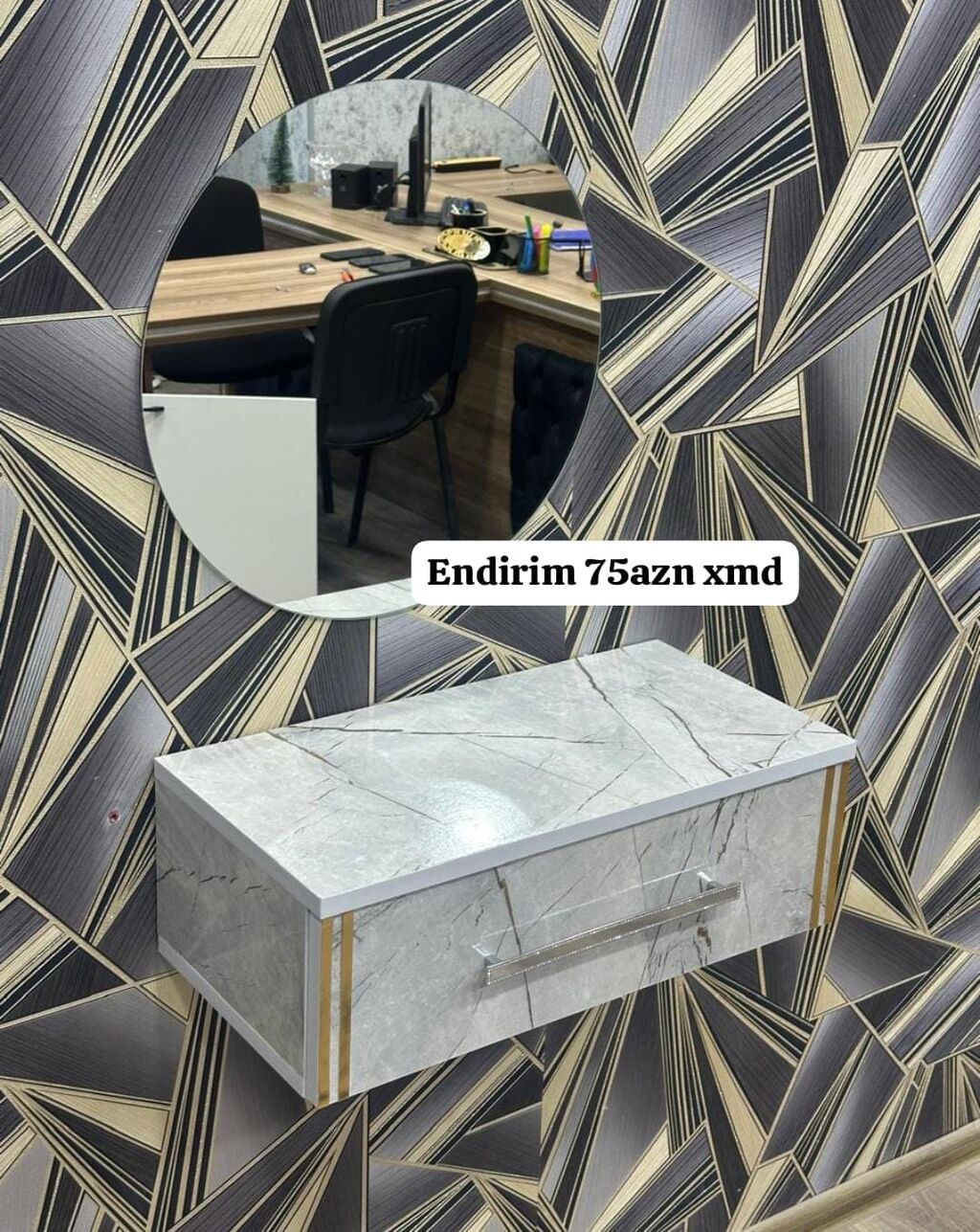 Divar tipi asma tumbalar – 3 model - Rəng və dekor: ağ parlaq, boz — Komodlar və tumbalı, Bakı (2)