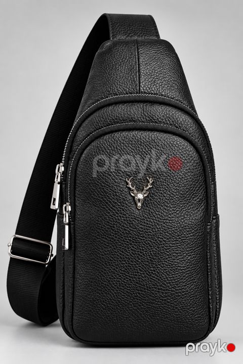 Kross-bodi çanta kişilər üçün 29790374, qara, təbii dəri, 30x19 sm — Bakı