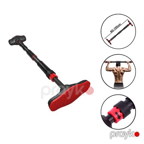 Turnik Pull Up Bar 6498, 90-130 sm, qara-qırmızı tutacaqlı