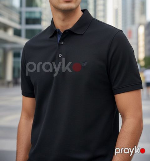 Kişilər üçün polo Konko ML_3044, qara, pambıq, ölçü XXL — Bakı