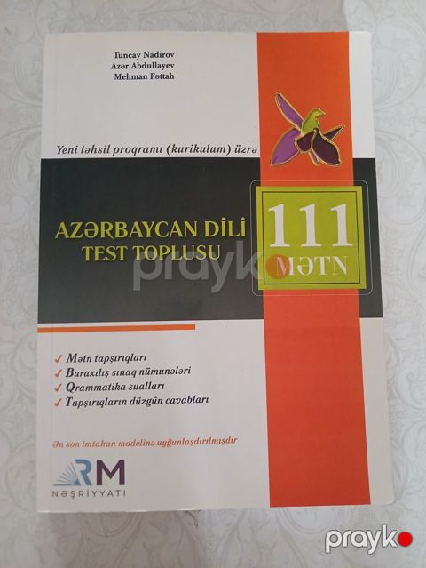 Abituriyentlər üçün Azərbaycan dili test toplusudur kitabın içində — Bakı