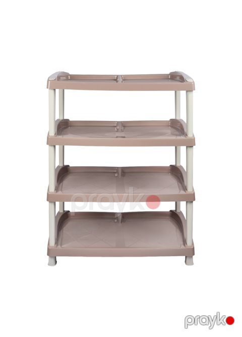 Ayaqqabı üçün rəf Stars plast 94195, plastik, 4 mərtəbəli, qəhvəyi, 500x300x750 mm — Bakı
