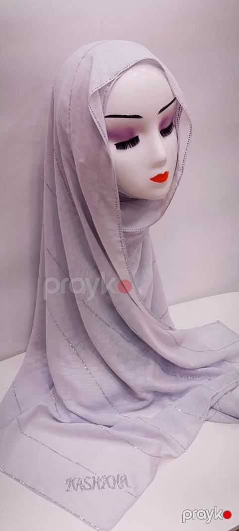 Hicab, şifon/pambıq, açıq bənövşəyi, ölçü 60x190 sm — Bakı