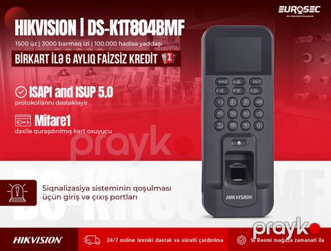 Girişə biometrik nəzarət terminalı "Hikvision DS-K1T804BMF" — Bakı
