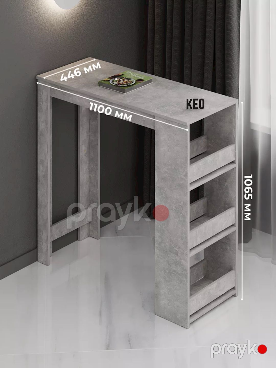 Bar dayağı Keo, 44.6x110x106.5 sm, Ldsp, beton rəngi — Mallar, Bakı (2)