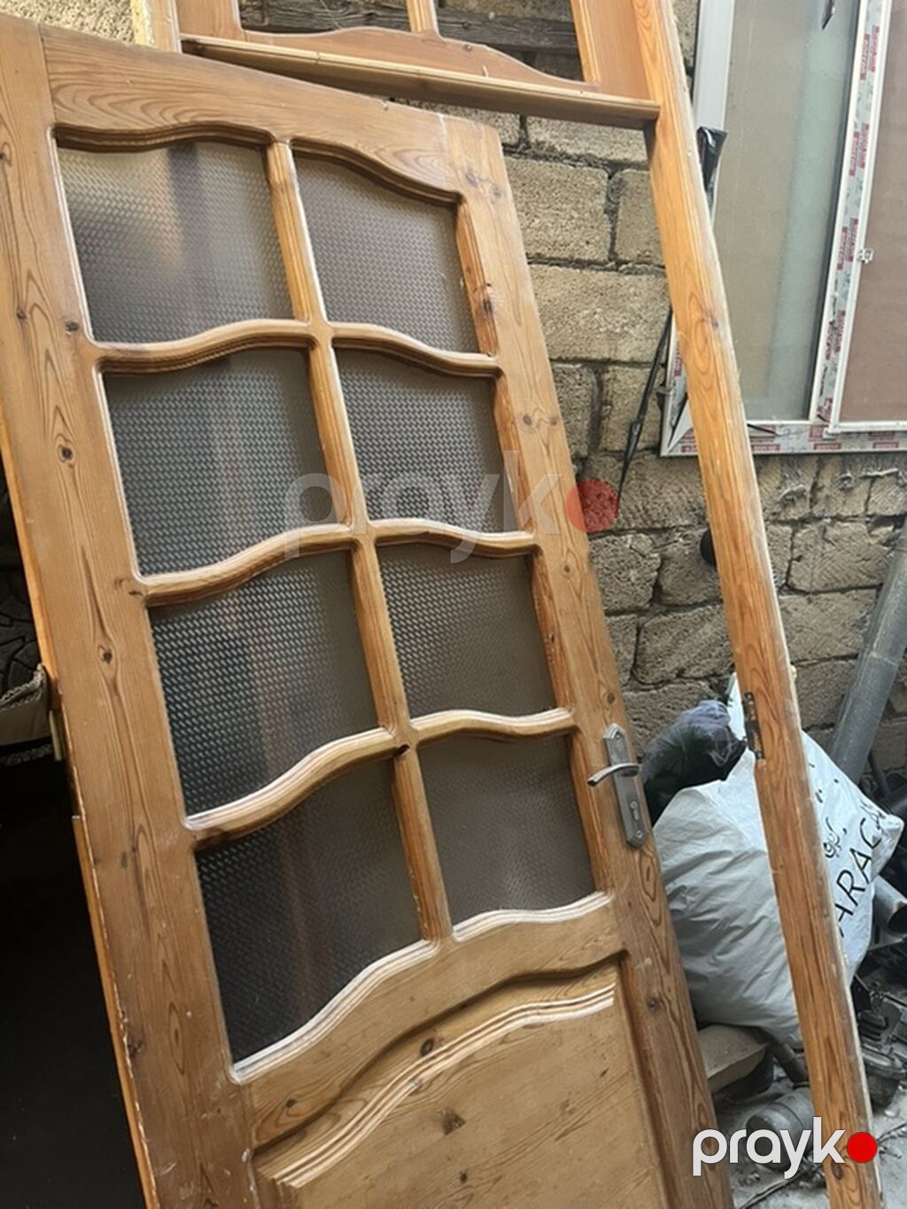 Taxta iç qapı – şüşəli model - Material: təbii ağac (rəng — Pəncərələr, qapılar, balkonlar, Şamaxı (2)