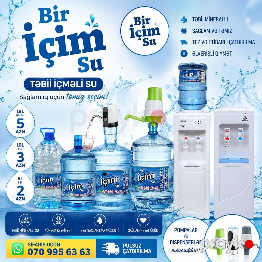 19 litrlik “Bir İçim Su” – evlərə, ofislərə və obyektlərə təmiz — Qida məhsulları, Masazır (5)
