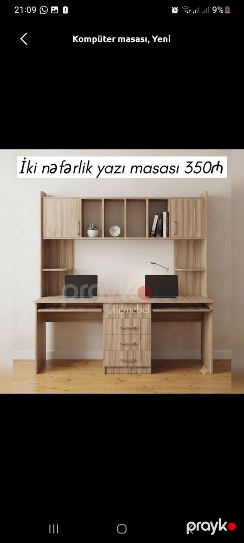 Düz masa, Stulsuz, Polkalı, Siyirməli, Teksturalı laminat — Bakı
