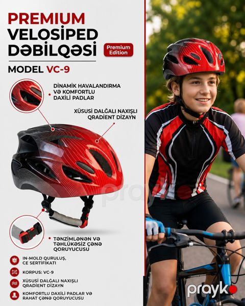 Velosiped dəbilqəsi Soldier, qırmızı, ölçü L — Bakı
