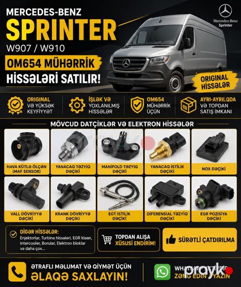 Mercedes-Benz Sprinter W907/W910 OM654 mühərrik hissələri — Bakı