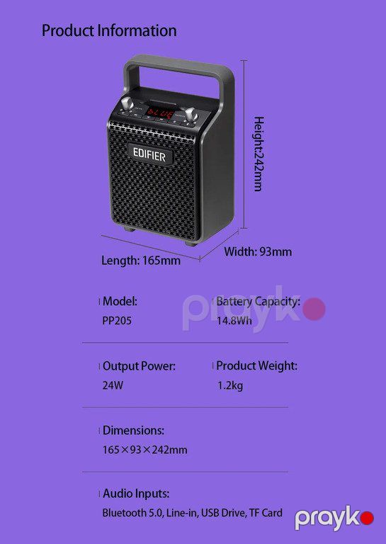 Portativ karaoke bluetooth dinamiki "Edifier PP205" — Səs texnikası, Bakı (6)