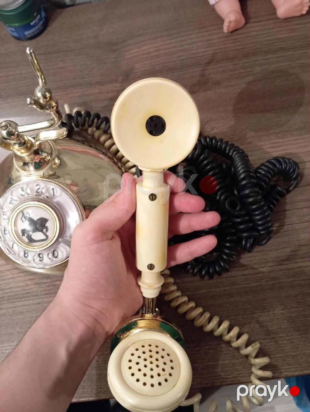 Orginal Retro diskli masa Telefonu - Korpus: parlaq qızılı rəngli — Kabel və radio telefonları, Bakı (3)
