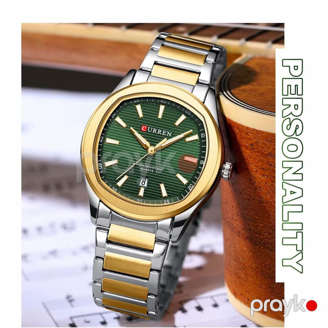 Qol saatı kişilər üçün Curren 8474 Silver/Gold/Green — Mallar, Bakı (2)