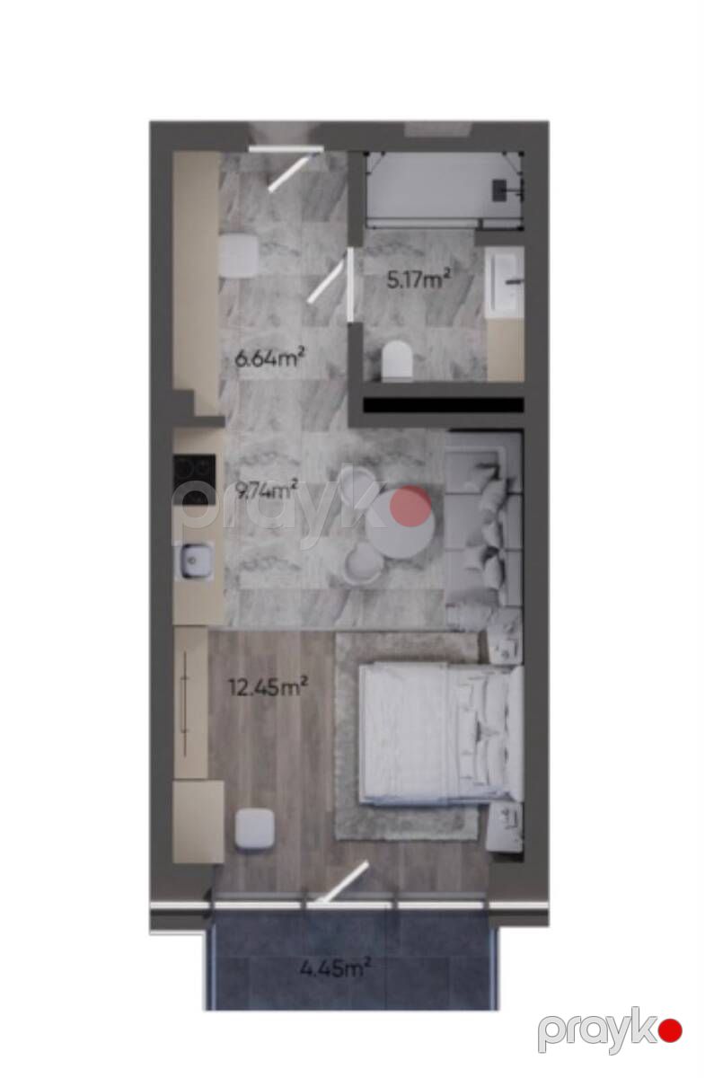 Satılır 1 otaqlı yeni tikili 46 m² — Mənzil, Bakı (5)