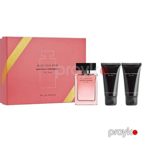 Narciso Rodriguez Musc Noir Rose qadınlar üçün ətir dəsti (ətir suyu 50 ml + duş geli 50 ml + bədən üçün losyon 50 ml) — Bakı