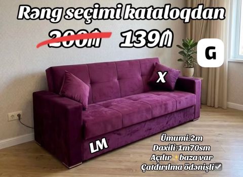 Yumşaq məxməri parça ilə hazırlanmış 3 nəfərlik divan - Rəng seçimi — ucuz.mebel — Sofas