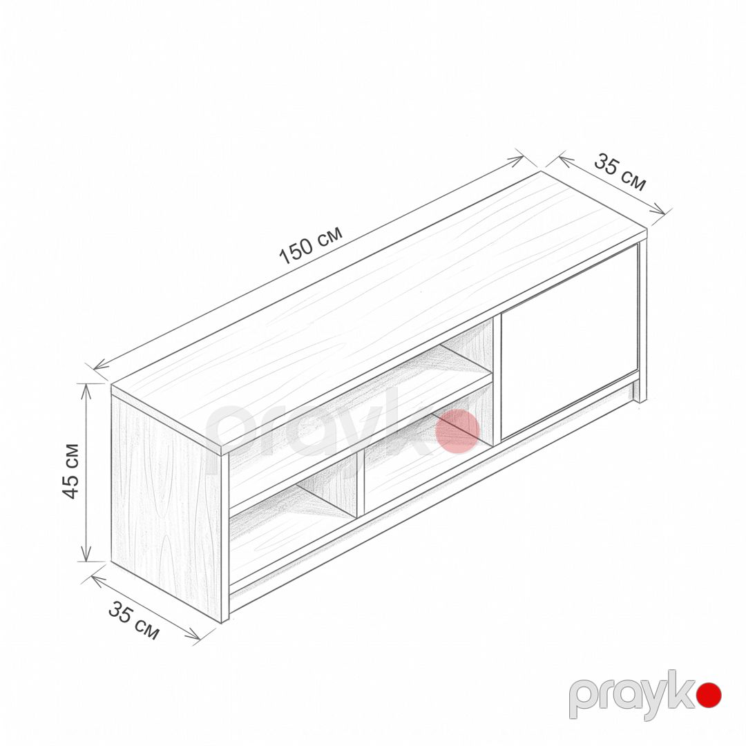 TV üçün tumba, Ldsp, ağ, 150x45x35 sm — Mallar, Bakı (2)