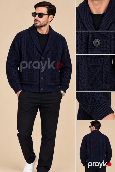 Kişi kardiqanı 0207, tünd göy, trikotaj, ölçü 3XL — Bakı