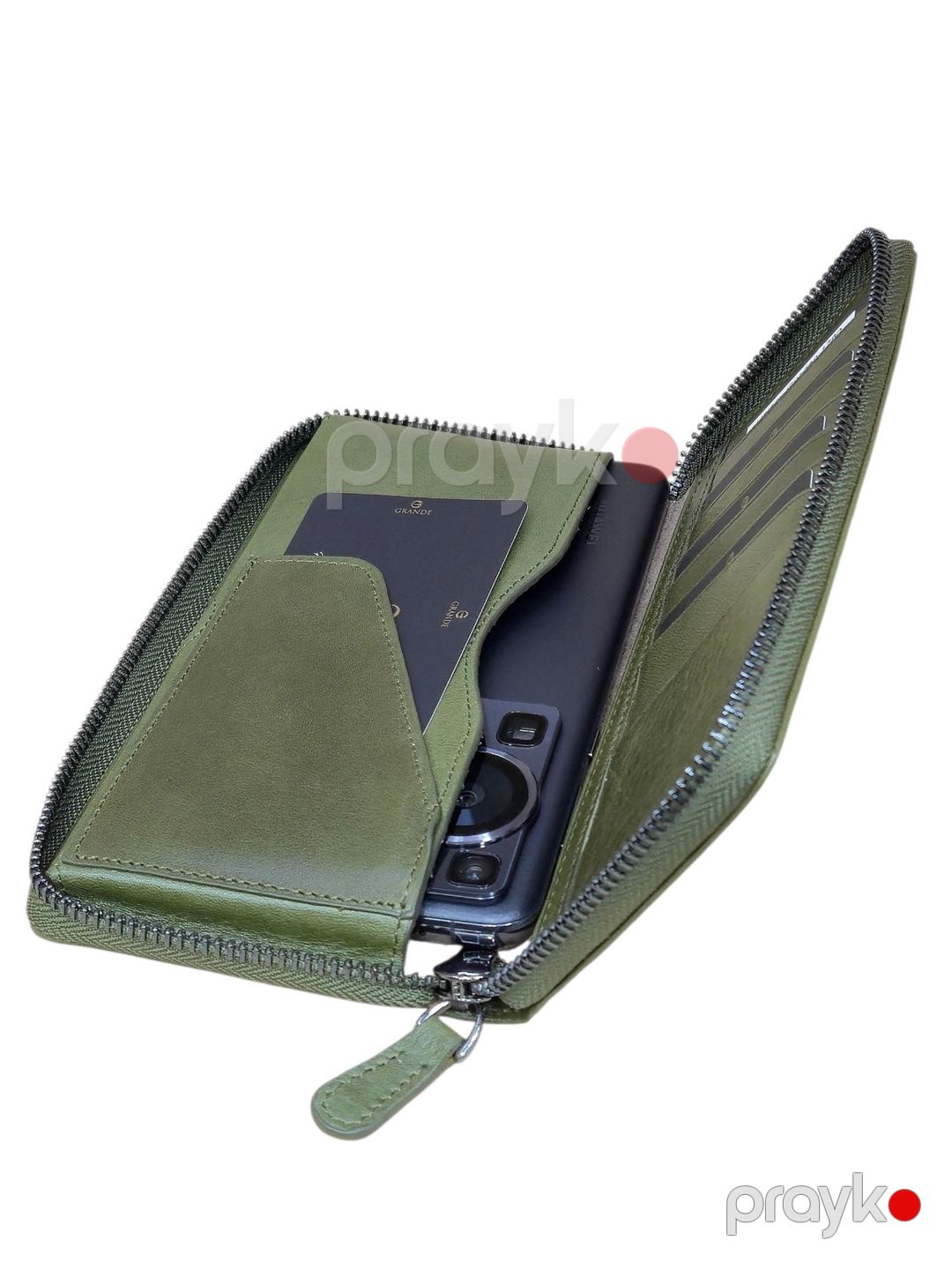 Uniseks dəri pul kisəsi, yaşıl - Grande_1780_Green — Mallar, Bakı (3)