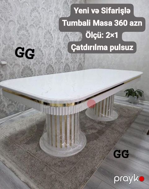Yeni və Sifarişlə Tumbali Masa 360 azn Ölçü: 2×1 Təhvil:Qisa zamanda — Bakı