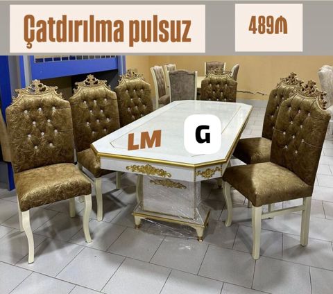 Klassik üslubda yemək otağı dəsti - Tərkib: 1 böyük süfrə masası + 6 — ucuz.mebel — Masalar və stullar