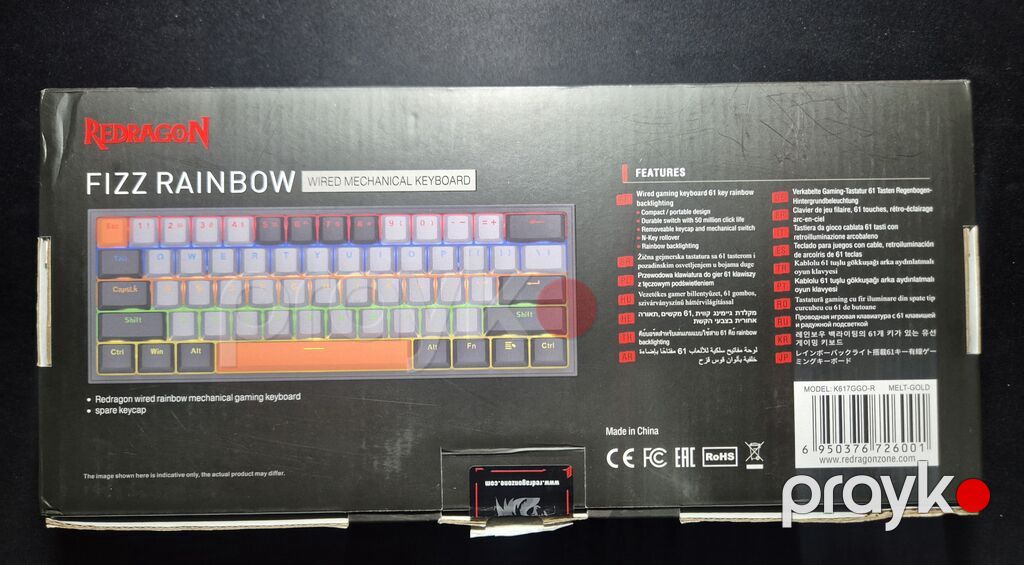Redragon Fizz Rainbow K617 Ggo-r – naqilli mexaniki klaviatura - 60% — Klaviaturalar və siçanlar, Bakı (2)