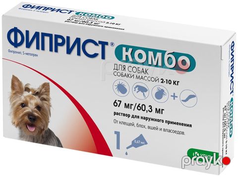 Damcı Фиприст Kombo itlər üçün, 2-10 kq, bit, birə və gənələrə qarşı, 1 pipet, 67 mq/60,3 mq - 3838989672089 — Bakı