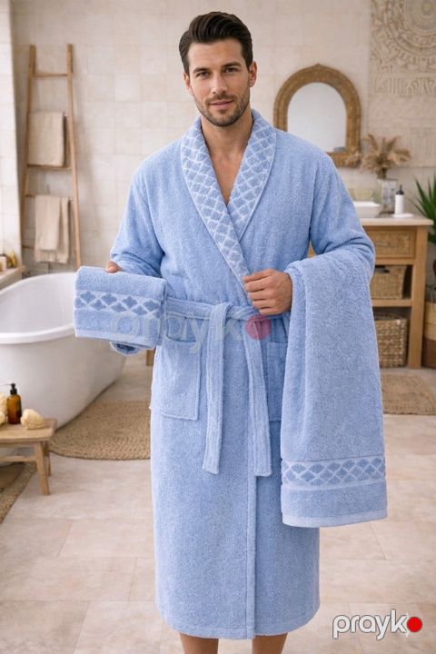 Kişilər üçün hamam dəsti 112233, mavi, bambuk, ölçü One size — Bakı