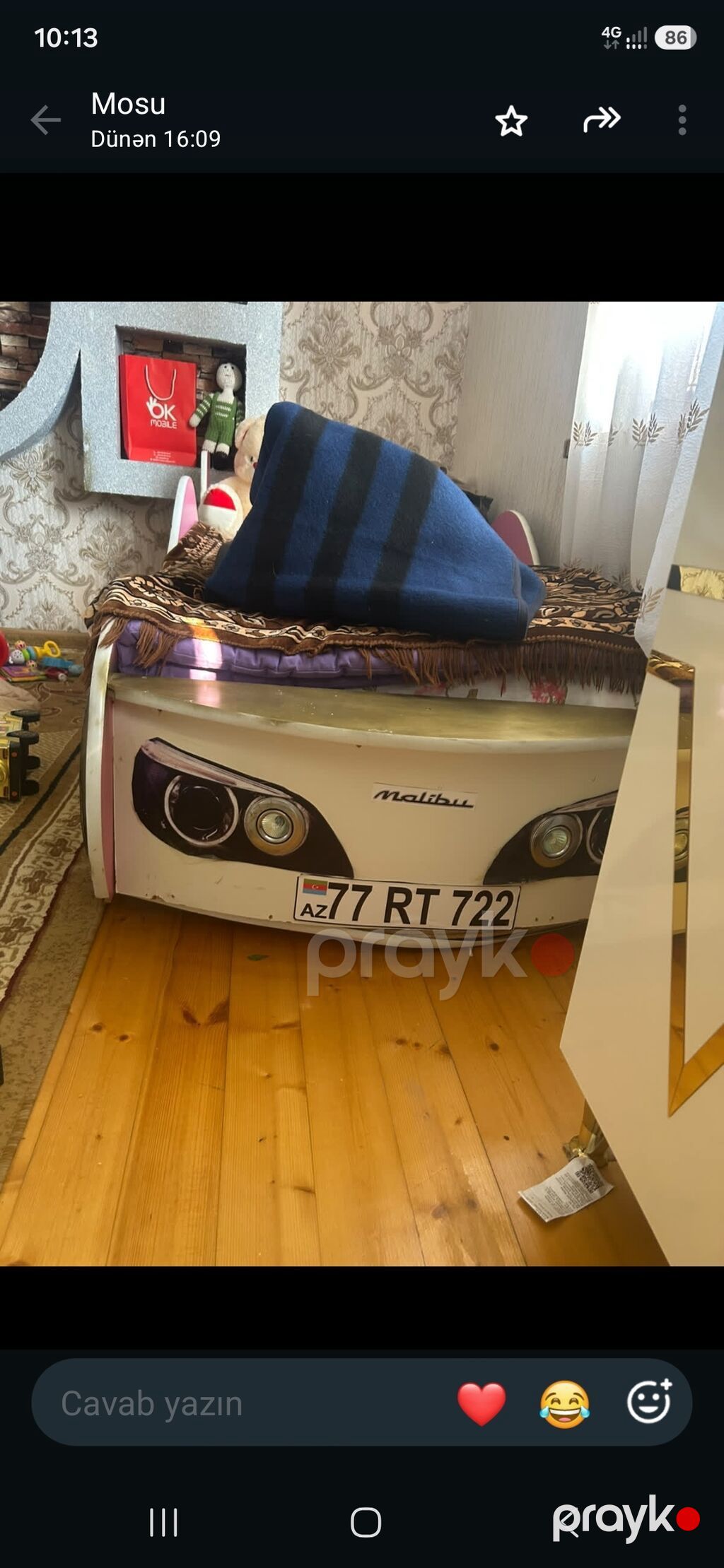 Uşaq üçün maşın formalı çarpayı - Dizayn: “Malibu” üslubunda idman — Yataqlar, Gəncə (2)