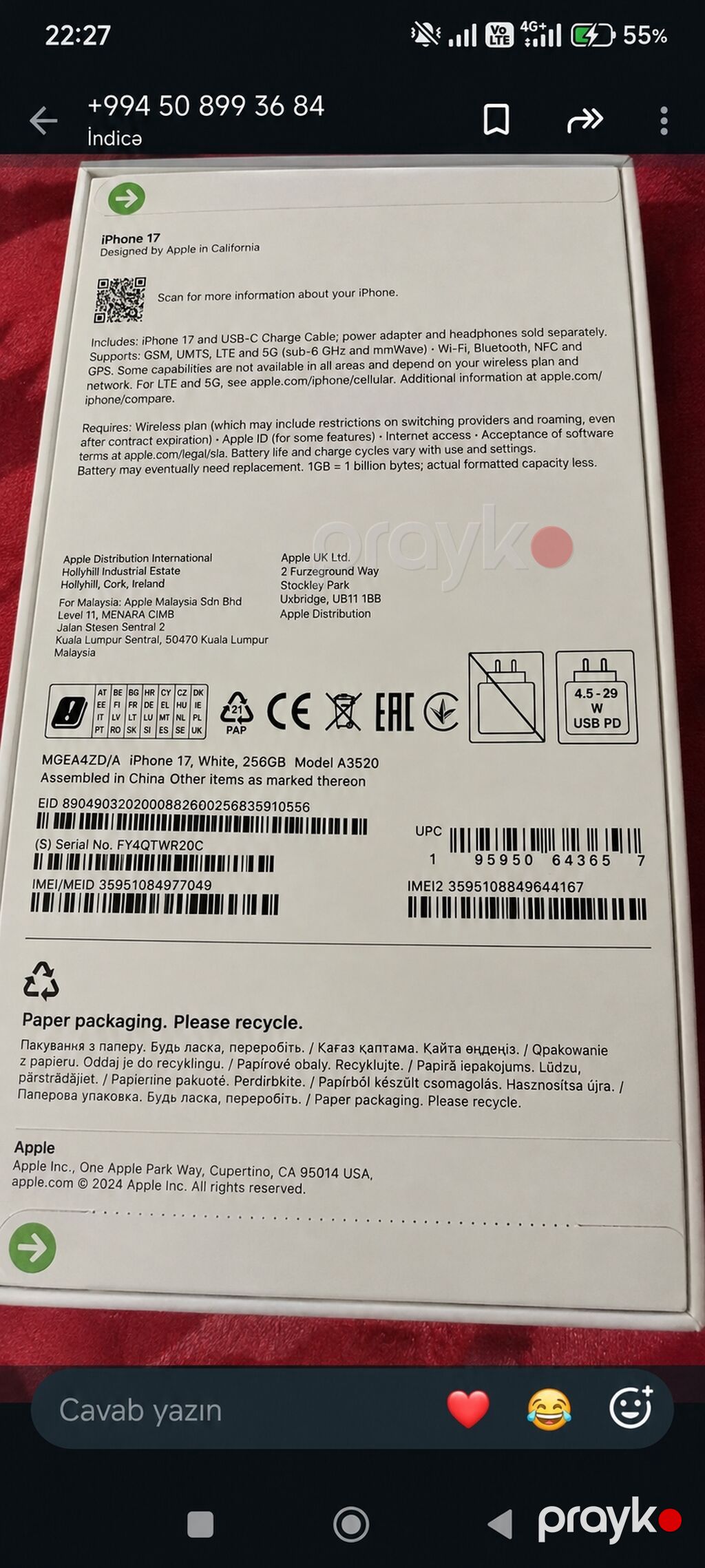 IPhone 17, 256 GB, Ağ — Apple iPhone, Qobu (2)