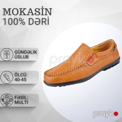 Kişilər üçün mokasin EB 682, təbii dəri, açıq-qəhvəyi, ölçü 43