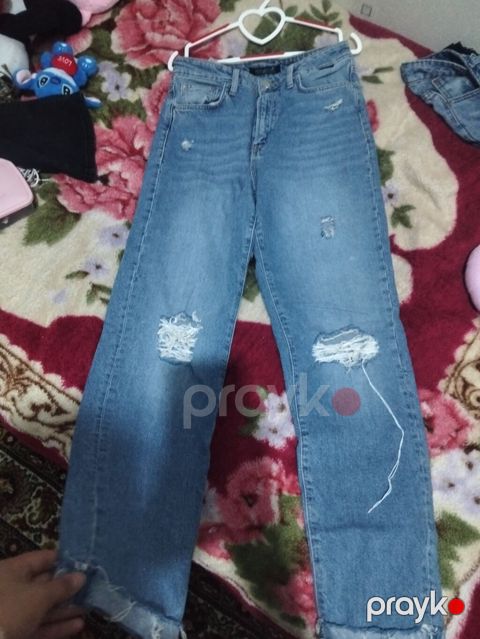 Geniş kəsimli qadın cins şalvarları (2 model) - Model 1: Klasik mavi — Bakı