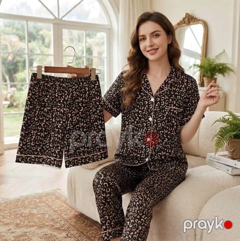 Şalvarlı/şortlu pijama dəsti qadın üçün 12489, rəngbərəng, poliester, ölçü M/L — Bakı