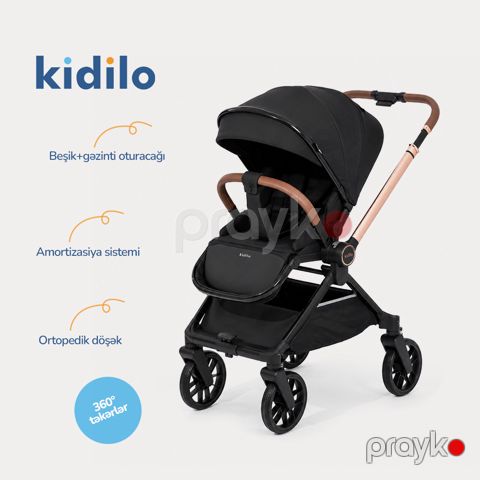 Uşaq arabası Kidilo KM-D900C (3in1), 0-3 yaş, qara — Bakı