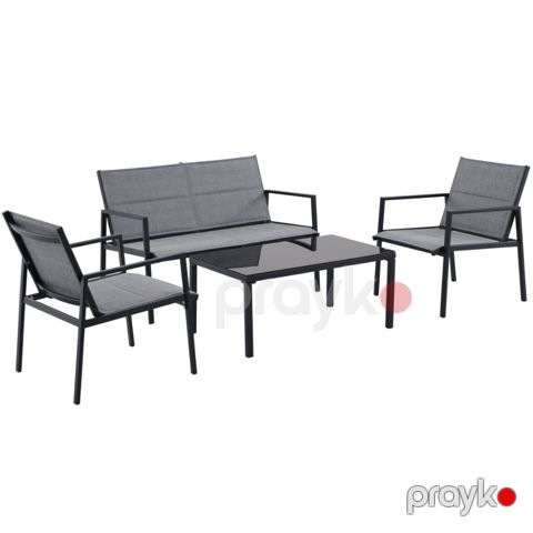 Bağ üçün mebel dəsti Evimiz divan 135x80x75 sm, 2 kreslo 70x80x75 sm, jurnal masası 60x40x42 sm, qara — Bakı