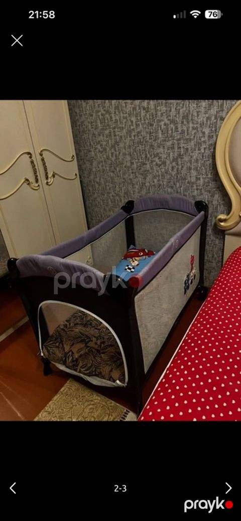 Oğlan və qız üçün, İşlənmiş, Dördbucaq, Beşik, Dəstsiz, Matras ilə, Yellənmə mexanizmsiz — Bakı