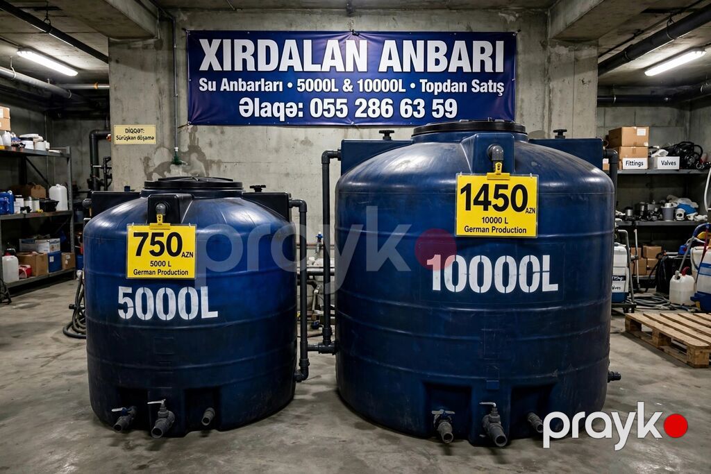 Xırdalan anbarı - su çənləri Türk Paslanmaz 1000/2000/3000L — Su çənləri, kanisterləri, bochkalar, Bakı (5)