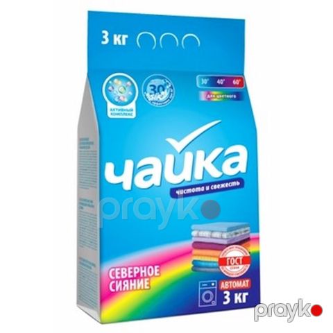 Yuyucu toz "Чайка" "Автомат" "Северное сияние", rəngli çamaşır üçün, avtomat, çiçək ətri, 3 kq — Bakı