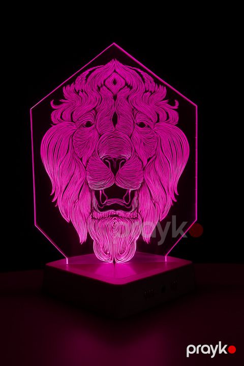 Yerüstü və masaüstü çıraqlar 3D Akril Lampa, çəhrayı, 20x30 sm, aslan - lightdekor161 — Bakı