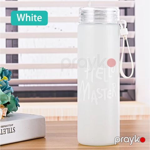 İdman su qabı Hello Master, şüşə, ağ, 400 ml — Bakı
