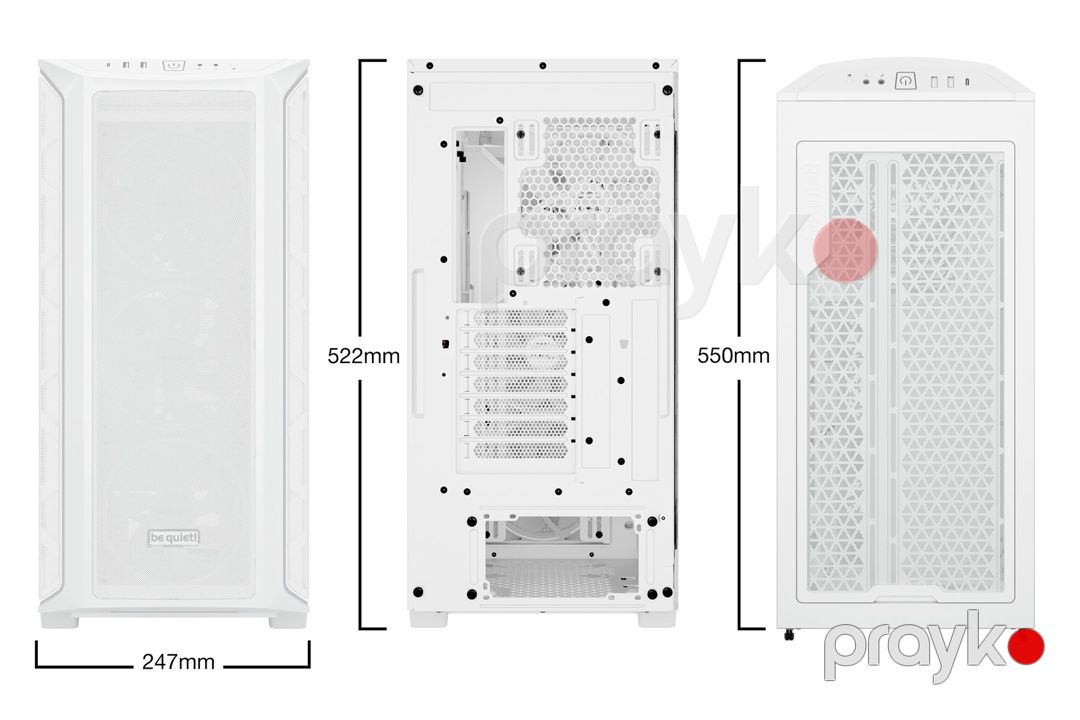 Case Be Quiet BGW64 Shadow Base 800 FX White E-atx, 550 x 247 x 503, RGB Fan 1x Light Wings 140m — Kompüterlər və noutbuklar, Bakı (2)