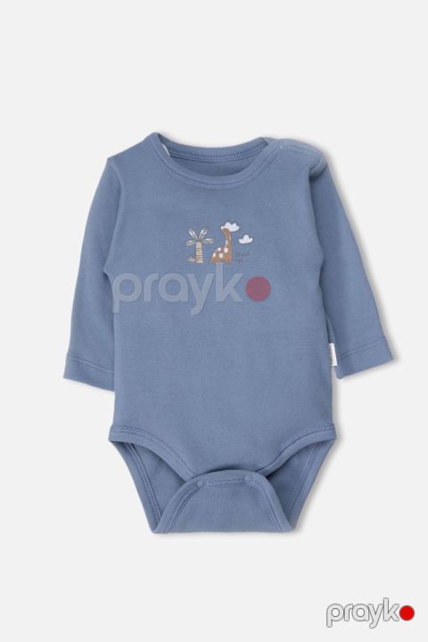 Bodi Bebetto T4464, göy, pambıq, ölçü 0-3 ay — Bakı